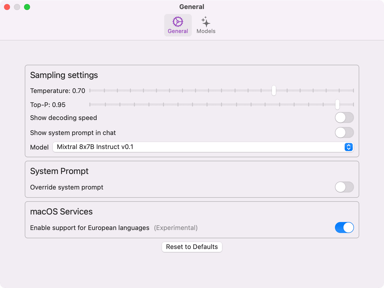 Private LLM Settings